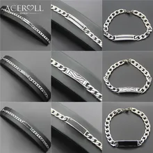 ACEROLL нержавеющая сталь модный хип-хоп мужской браслет с эмалированной пластиной в серебряном цвете