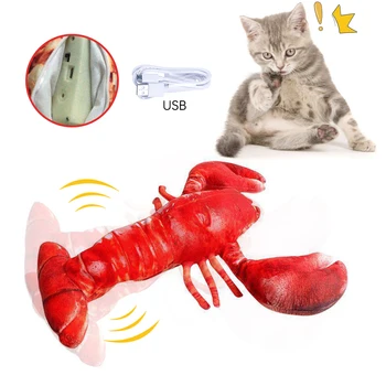 

PP Cotton Red USB Pet Cat Lobster Crab Toy Durable Electric Cat Lobster Toy Pet Cat Squeak Toy 24x27x5cm