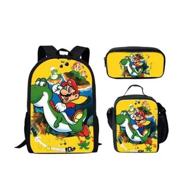

Japanese Anime /Super Mario Bros Girl Boy Schoolbag Children Bookbag 3D Print Kid Set Mochila Backpack Shoulder Bags