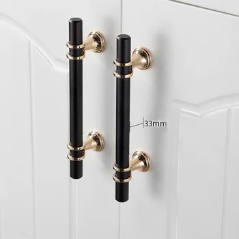 

Simplicity Modern Black Gold Furniture Cabinet Knob Light Luxury Cabinet Closet Door Handle Bathroom Cabinet Drawer Pull and Pen