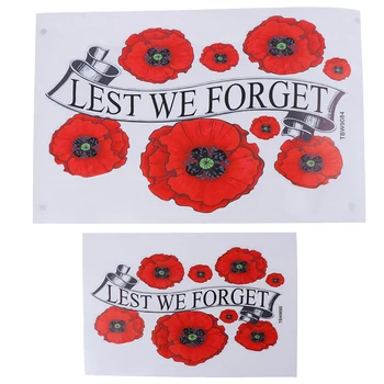 

1pc car waterproof car sticker LEST WE FORGET alphabet car sticker red poppy flower car sticker