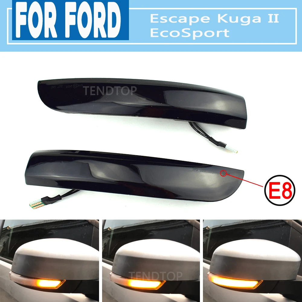 

For Ford Escape Kuga II EcoSport 2013 - 2019 Side Mirror Rearview Indicator Dynamic LED Turn Signal Light Car Accessories