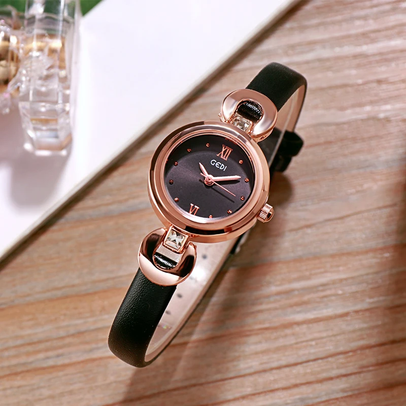 Relogio Feminino GEDI 8 мм ультратонкие женские кварцевые часы Лакшери модные часы Montre Femme женские элегантные часы браслет подарок