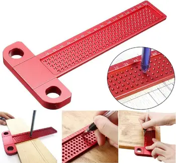 

T-160 Ruler Hole Scribing Gauge Aluminum Crossed Feet Woodworking Crossed-out Measuring Tool