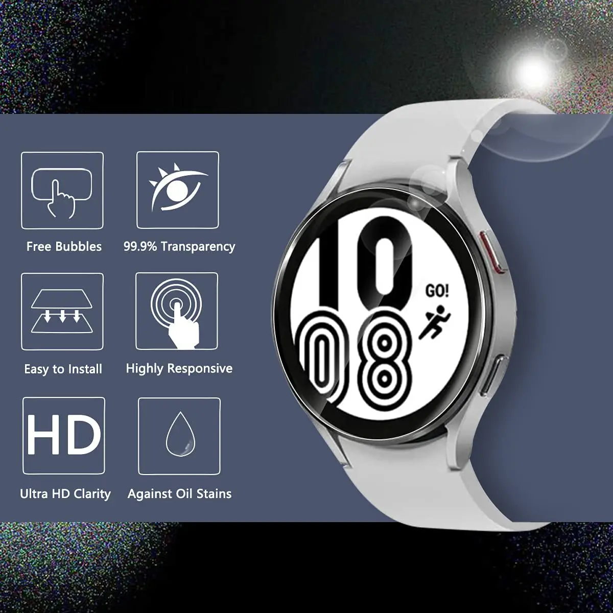 Tempered Glass for Samsung Galaxy Watch 4 40mm 44mm Screen Protector Anti-Scratch for Galaxy Watch 4 Smartwatch (1/2/3/4/5)PCS