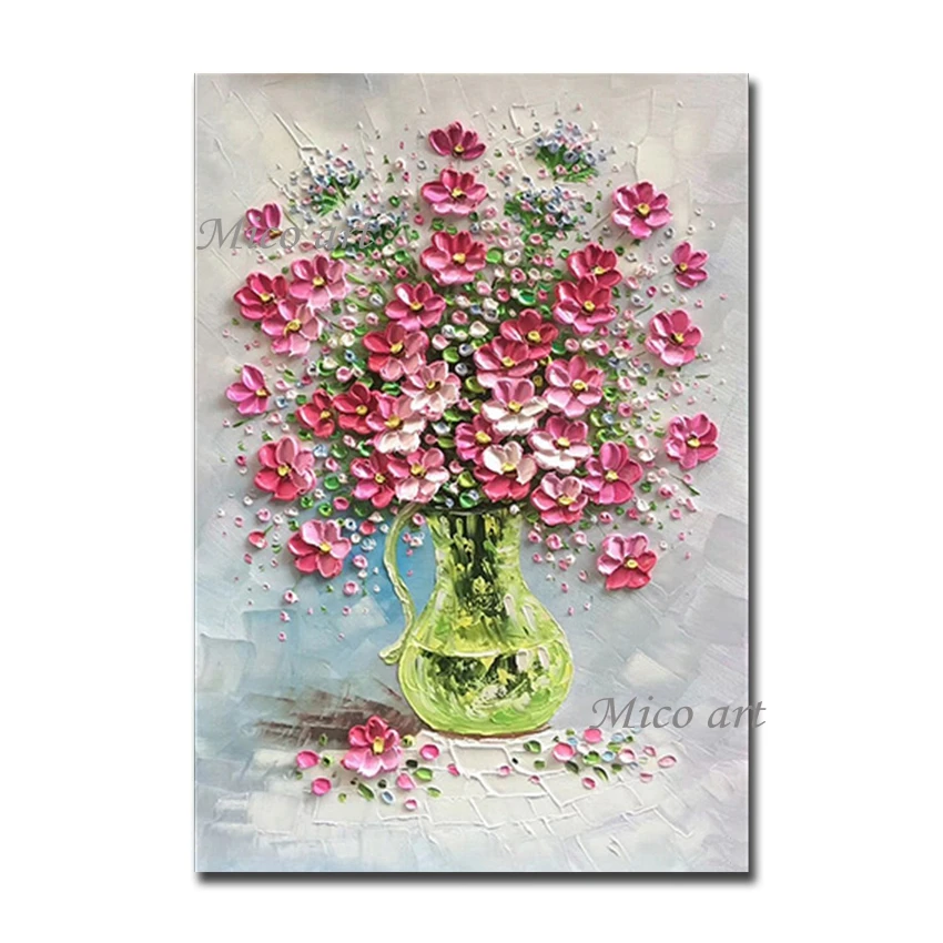 Knife Flower Art Hand Painted Oil Painting Wall Decor Canvas Artwork Floral Paintings Picture Free Shipping Unframed Hot Selling | Дом и сад