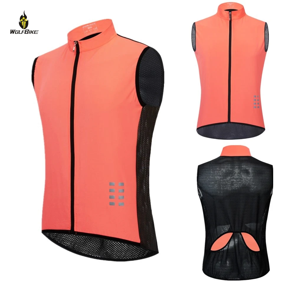 WOLFBIKE High Visibility Outdoor Sports Vest Windproof Mtb Bike Bicycle Reflective Sleeveless Breathable Cycling Waistcoat