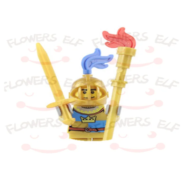 1PCS Blue Lion Red Green Dragon Knight Mini Two-person Villain Middle Age Assembling Building Blocks Children'sToy Medieval Knig 9802D