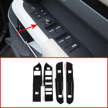 

For Land Rover Defender 110 130 2020 ABS Piano Black Window Lift Switch Buttons Frame Cover Trim RHD Car Accessories 4 Pcs