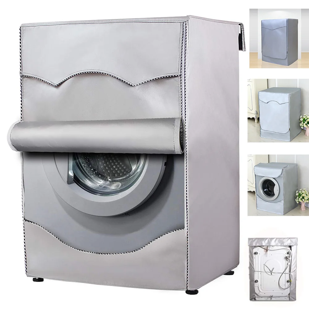  Washing Machine Cover Polyester Fibre Waterproof Front Load Laundry Dryer Cover Sunscreen Laundry S