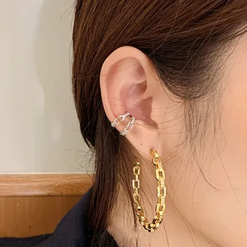 

Large big zircon chain link gold stud hoop earrings for women rhinestone settiing