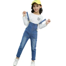 Комбинезон для детей 5-10 лет; Новинка года; джинсовые комбинезоны из хлопка; брюки для девочек