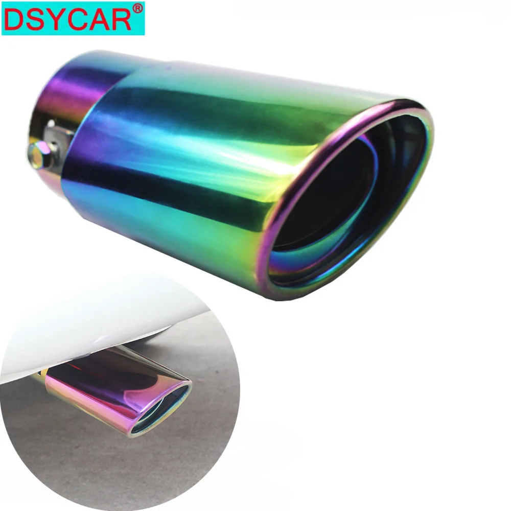 

1Pcs High Quality Universal Stainless Steel Grilled blue Car Tailpipe Rear Round Exhaust Pipe Tail Muffler Tip Car styling