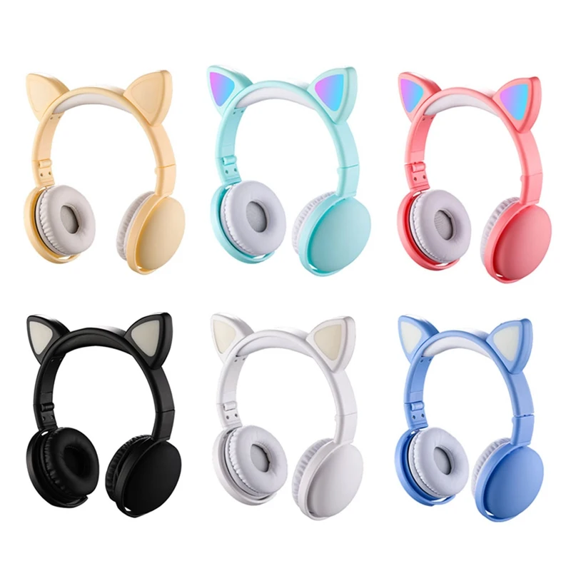 7Colors LED Light Cat Ear Headphones Bluetooth 5 0 Adults Kids Girl Headset With Mic For IOS Android