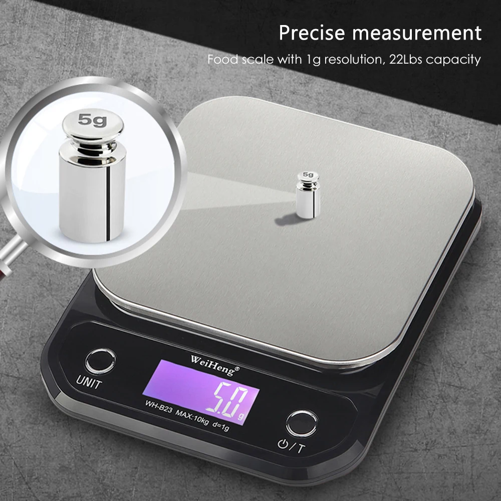  WeiHeng Digital Kitchen Scale Food Baking Cooking Scale 10kg/1g with Backlight LCD Grams/Ounce Kitc - 4000327206071
