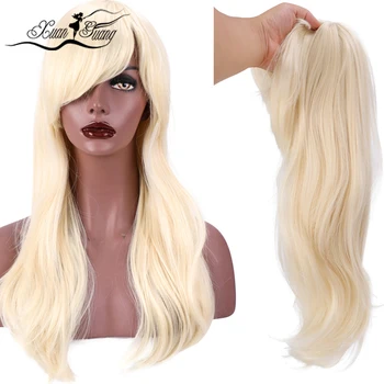 

XUANGUANG Long Wig Wavy Synthetic Wigs for Black Women with Bangs Side Part Heat Resistant Wig Cosplay Wig
