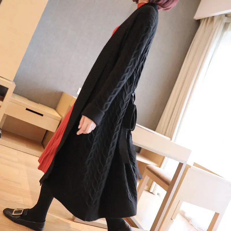 ^*Best Offers 2019 Korean Version New Women's Long Loose Sweater Coat Autumn and Winter Thickening Sweater Cardigan Fashion Twist Jacket f1870