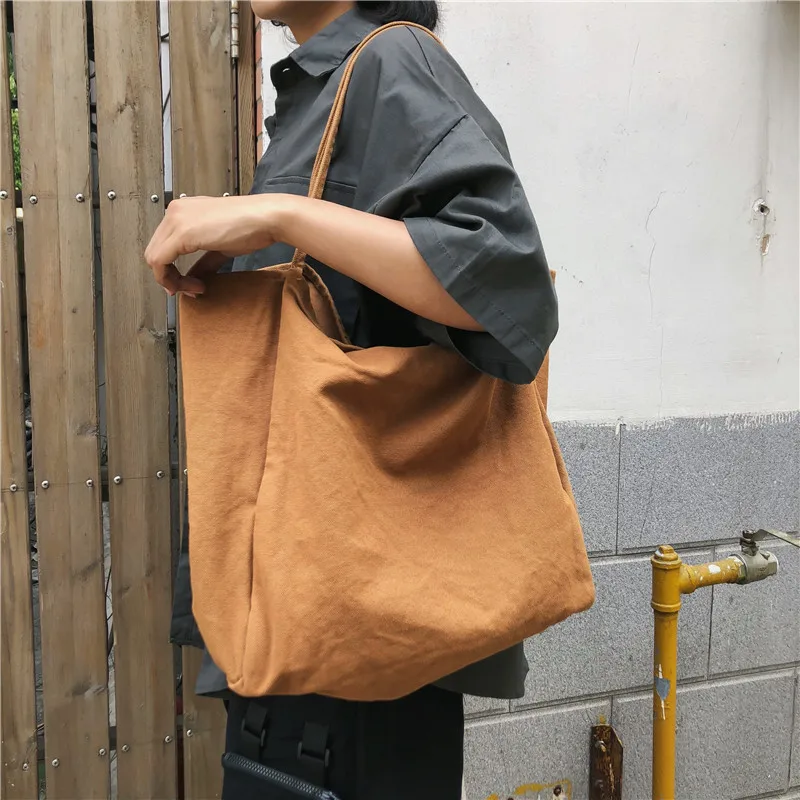 

Aelicy Large Capacity Canvas Tote Bag Fabric Cotton Cloth Reusable Shopping Bag For Women Men Solid Simple Handbags Shopping Bag