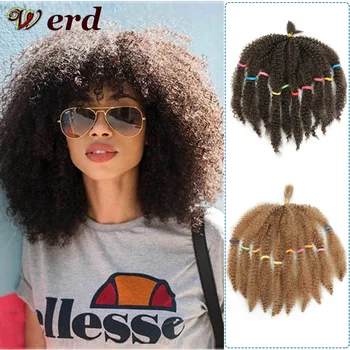 

WERD 12Inch Curly Crochet Braid Synthetic Hair Extensions and African Weird Fluffy Braided Wig, Black, Brown, Yellow