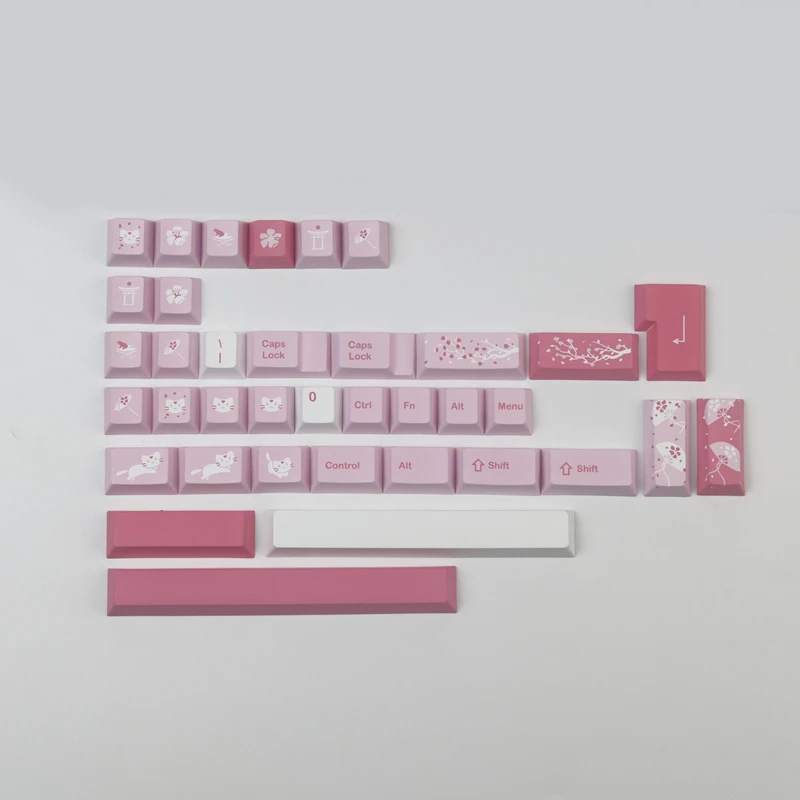 Gmk Hazakura Keycaps Grupo Pbt Dye Subbed Perfil Cherry Keycap com 3u Barra de Espaço 7u Iso Enter para Layout ue 141 Chaves - Imagem 3