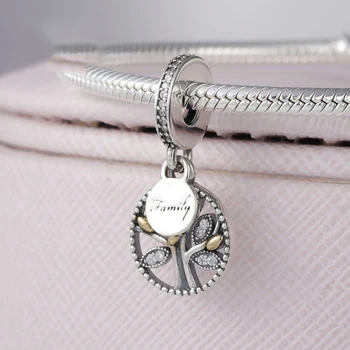 

Real 925 Sterling Silver Charm Family Charms Crystal Tree Of Life Pendant Fit Pandora Bracelet & Necklace Women Jewelry