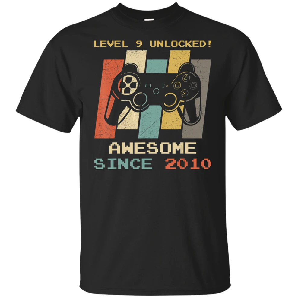 Level 9 Unlocked 9Th Birthday Gift Years Old Gamer Vintage T-Shirt Black Me Adults Casual Tee Shirt |
