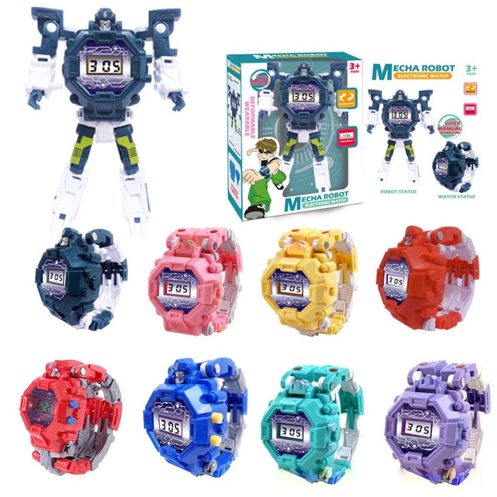 

Deformation Robot Watch Children Electronic Wristwatch Robots Transformation Creative Cartoon Figures Toys Kids Gift