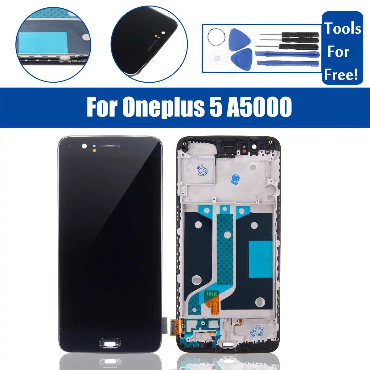 

Black LCD Display + Touch Screen Digitizer Replacement With Repair Tools For Oneplus 5 A5000 Mobile Phone Fix Tools NEW