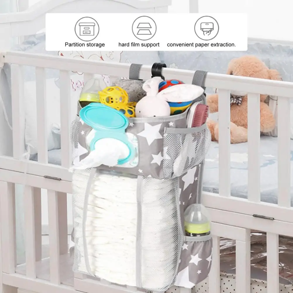Bolsa de almacenamiento colgante Zerone #1 bolsa de almacenamiento colgante para cuna con 9 bolsillos Cuna de bebé organizador de pañales de juguete 