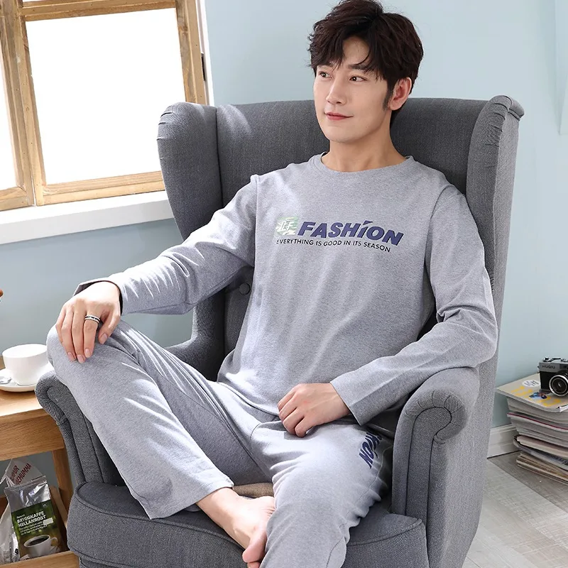 2019 Autumn Cotton Long Sleeve Pajama Sets for Men Sleepwear High Quality Male Underwear Loungewear Pyjama Homewear Home Clothes 2019 Autumn Cotton Long Sleeve Pajama Sets for Men Sleepwear High Quality Male Underwear Loungewear Pyjama Homewear Home Clothes