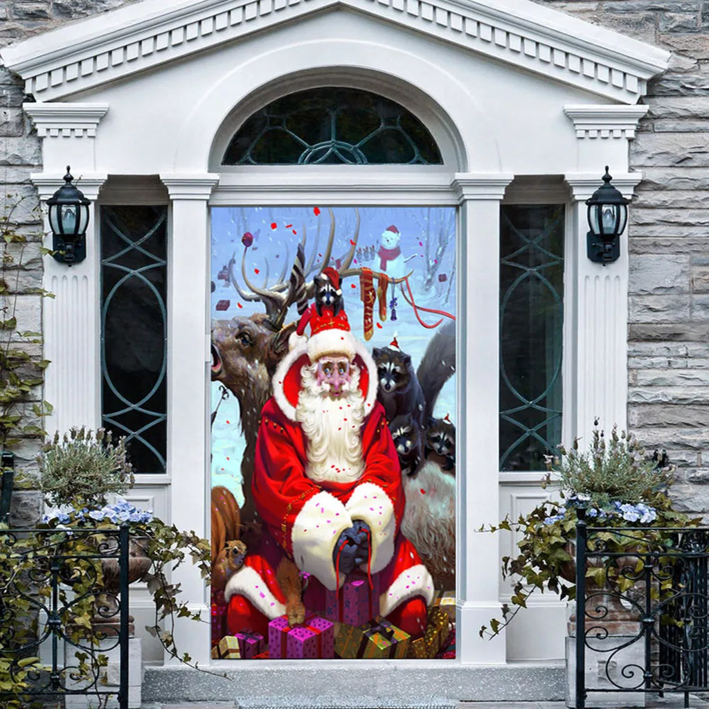 KAKUDER Рождественское украшение для дома наклейки на дверь 3D моделирование удаляемый водостойкий настенный наклейки год 19Oct09