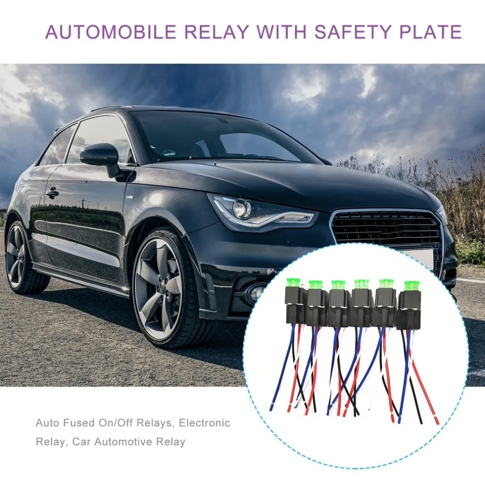 6 компл. Авто плавленые вкл/выкл реле DC12V 30A 4 Pin/6 Pin электронное реле автомобильное реле со страховой пленкой