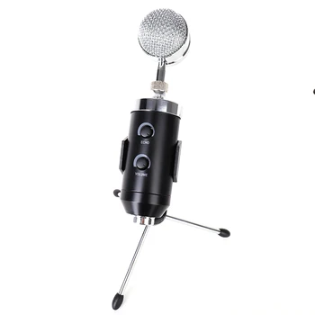 

USB+3.5mm dual-channel UHD audio output Cardioid Microphone Metal Condenser Recording Mic with a shock-proof stable tripod stand