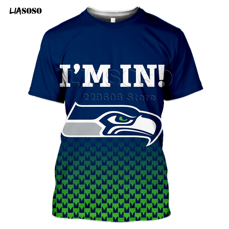Модная Футболка Harajuku с 3D принтом Seahawks трендовая бейсбольная хоккейная команда