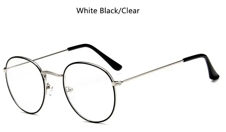 white black clear Винтажные овальные очки для женщин и мужчин, оптические оправы, прозрачные линзы, металлические круглые очки без рецепта, дамские модные очки для глаз - Цвет оправы: white black clear