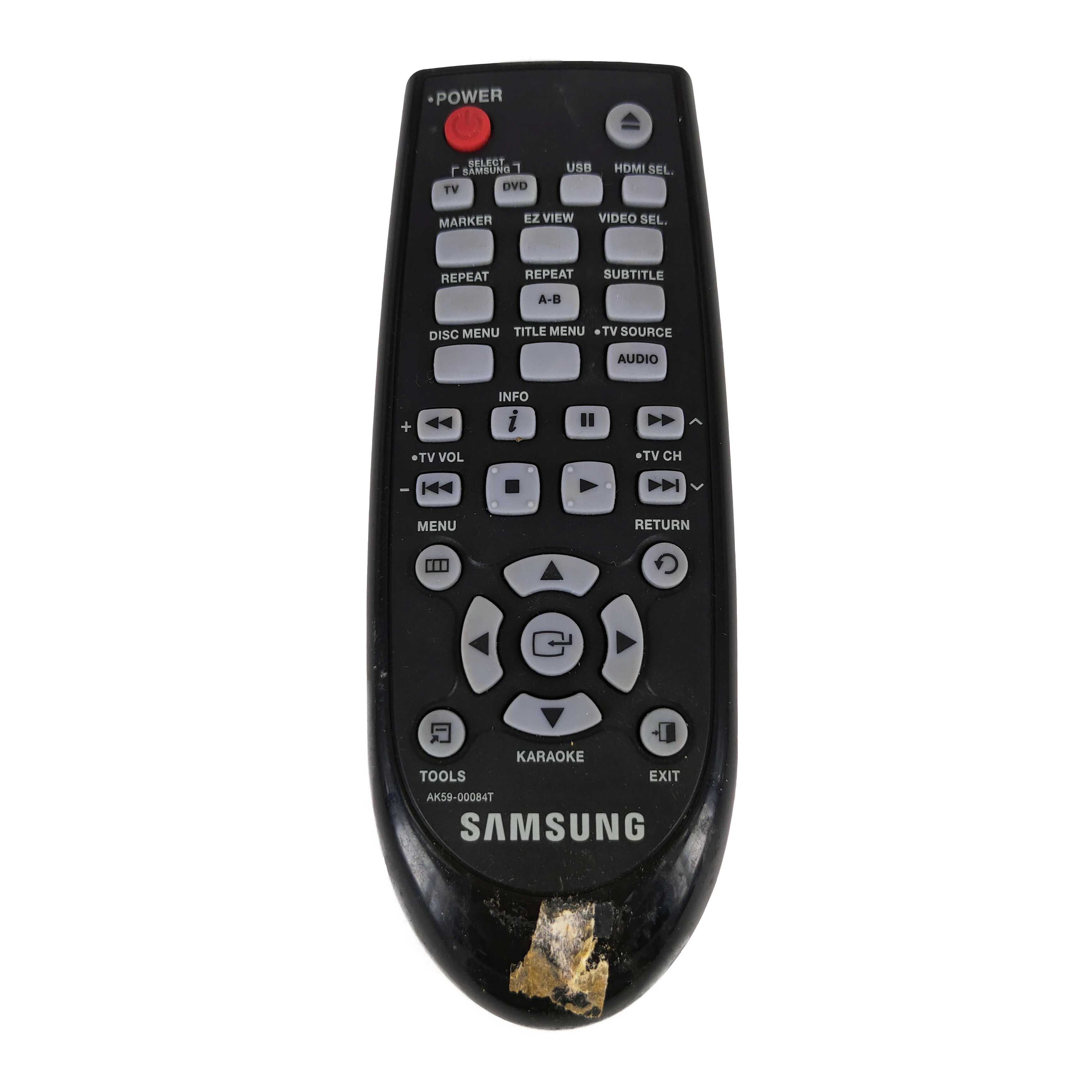 Используется оригинальный для Samsung DVD пульт дистанционного управления AK59 00084T