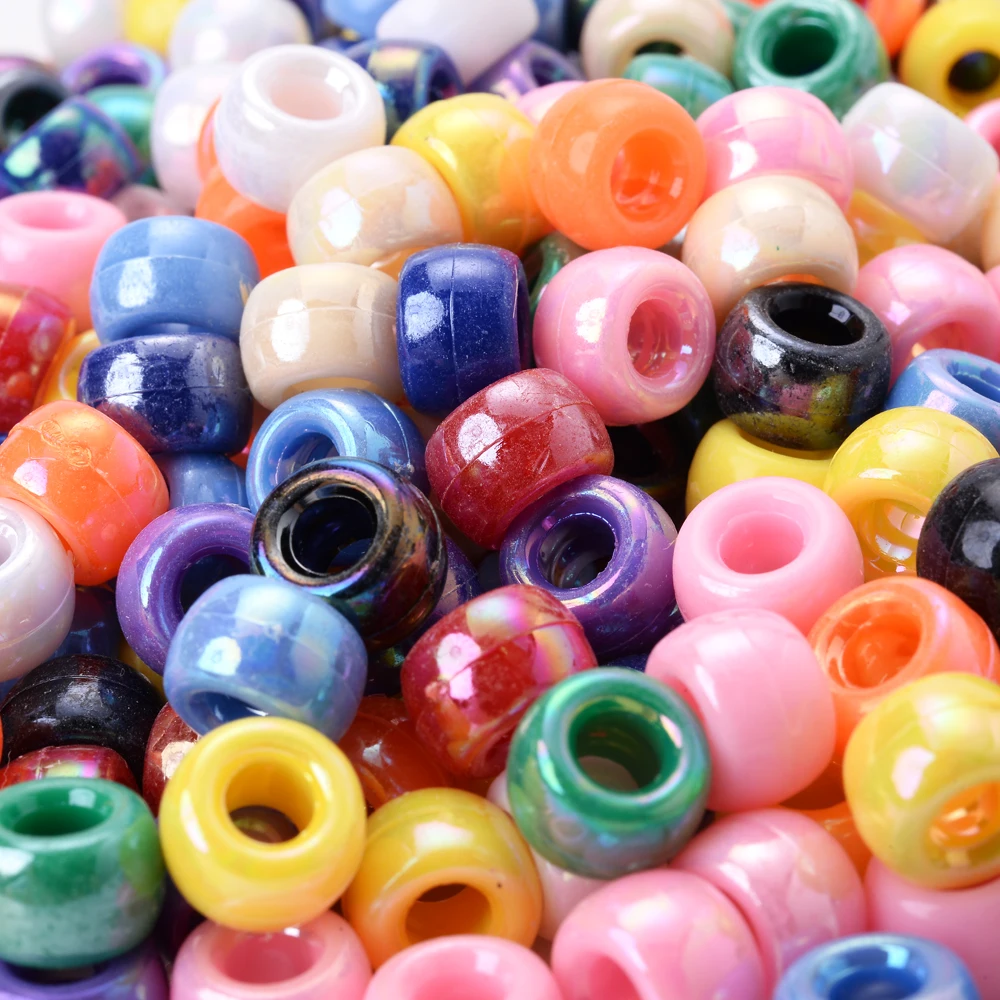 50-300pcs 6*9mm Shiny Dreadlock Big Large Hole Acrylic Beads Seed Spacer Beads for Jewelry Making Necklace Bracelet Needlework