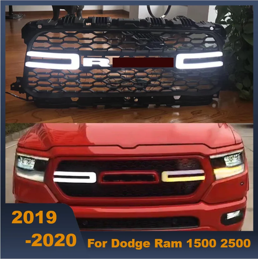 Fit For 2013 2018 Dodge Ram 1500 Mesh Grille Rebel Style Front Grill Hood LED US StockRacing
