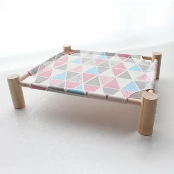 

Pet Cats Elevated Bed House Cat Hammocks Bed Wood Canvas Cats Lounge Bed for Small Dogs Pets Cats Removable Bed Pets Accessories