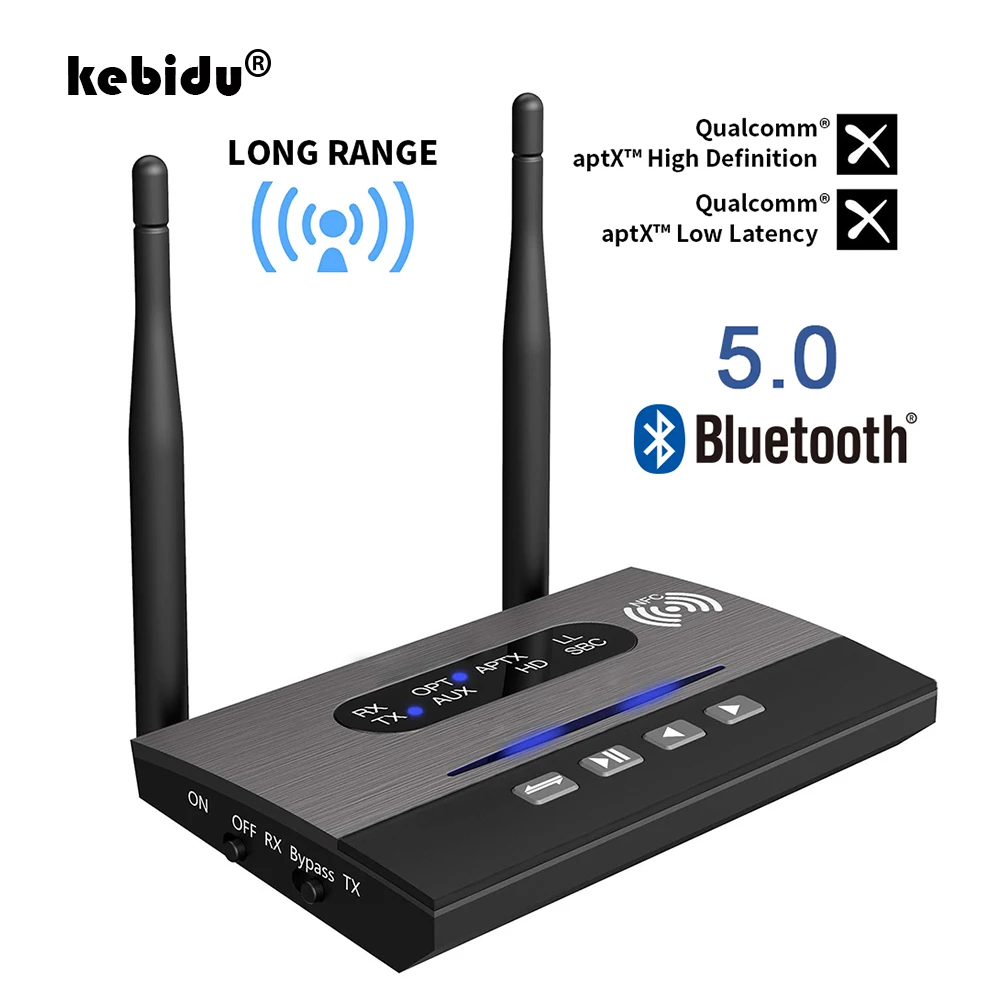 Kebidu 3 в 1 Bluetooth 5,0 передатчик приемник NFC аудио адаптер aptX-LL HD низкая задержка оптический 3,5 мм RCA AUX для ТВ/ПК