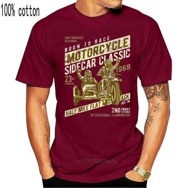 Мотоциклетная рубашка Sidecar для мотогонок 1968 винтажная Унисекс Мужская женская