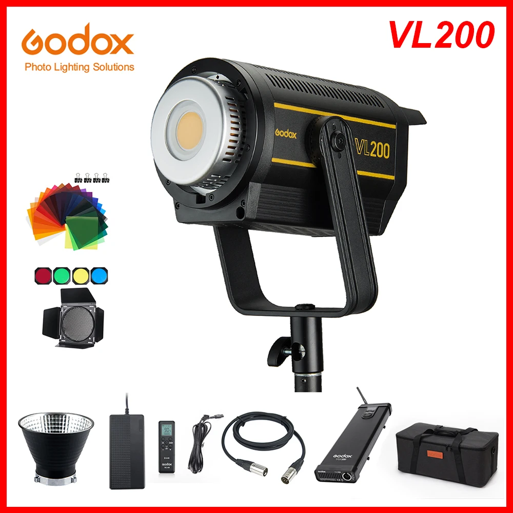 US $659.00 Godox VL200 VL200 200W 5600K White Version LED Video Light Continuous Output Bowens Mount Studio Light App Support For Camera