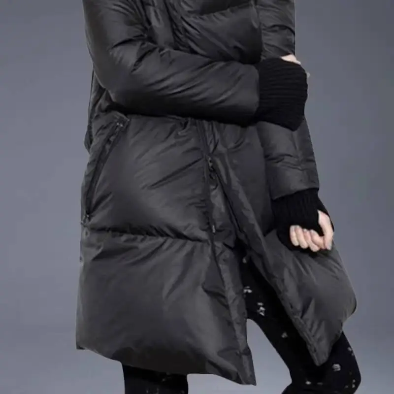 Новые зимние женские теплые плотные длинные пальто с белым утиным пухом свободная повседневная женская одежда пуховик женская модная верхняя одежда парки C179