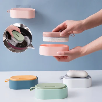 

2-in-1 Soap Pump Dispenser With Sponge Holder Kitchen Cleaner Tools Hand Press Soap Organizer Liquid Dispenser Container