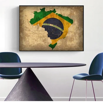 Flaga kraju mapy plakat flaga kraju mapa brazylii druk na płótnie Home Decor dekoracje ścienne bez ramki tanie i dobre opinie CN (pochodzenie) Wydruki na płótnie Pojedyncze PŁÓTNO Wodoodporny tusz Martwa natura Nowoczesne High Resolution Zone