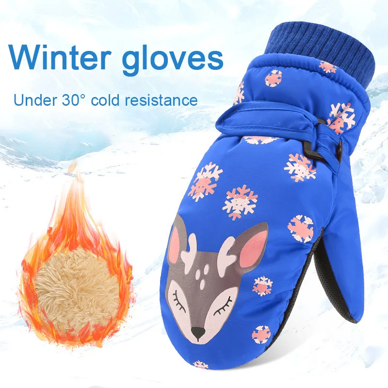

REAKIDS New Windproof Thicken Kids Mittens Winter Warm Children Gloves Cotton Boys Girls Mittens Gloves Outdoor Baby Gloves