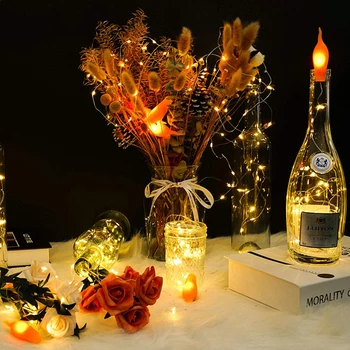 

2M 20 Christmas Candle Flame Wine Bottle String Fairy Lights Decoration LED Wine Bottle Wire String Lights