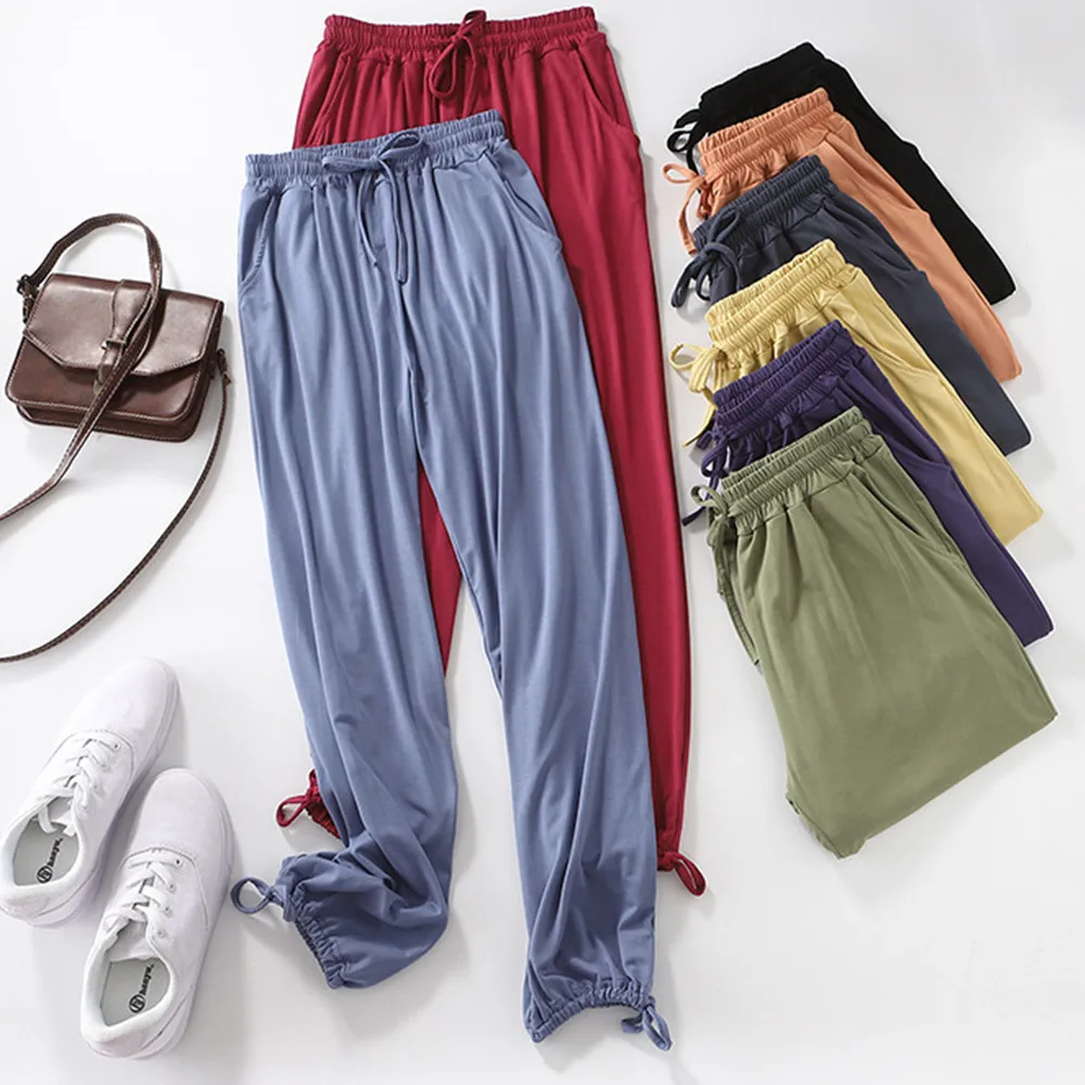 

Spring Autumn Modal Loose Pajamas Pants Drawstring Waist Bottoms Sleep Wear For Women Lounge Sleepwear Pants Trousers