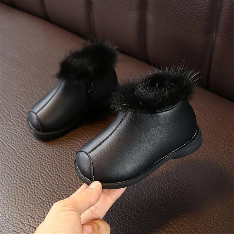 black Weoneit/От 0 до 3 лет-зимние детские туфли для принцессы для маленьких девочек; модная Милая нескользящая обувь с мягкой подошвой; кожаная обувь для маленьких девочек - Цвет: black