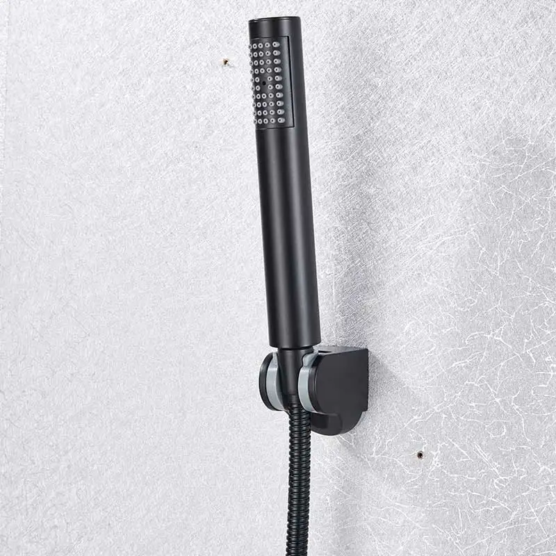 Bathtub Faucet Wall Mounted Tub Sink Thermostatic Shower Black Dual Handle With Handshower Bathroom Bath Shower Set  Mixer Tap 5